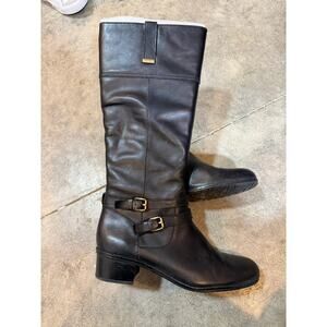 Women's Bandolino Black Tall Leather Boots Size 9.5 (Worn Once)